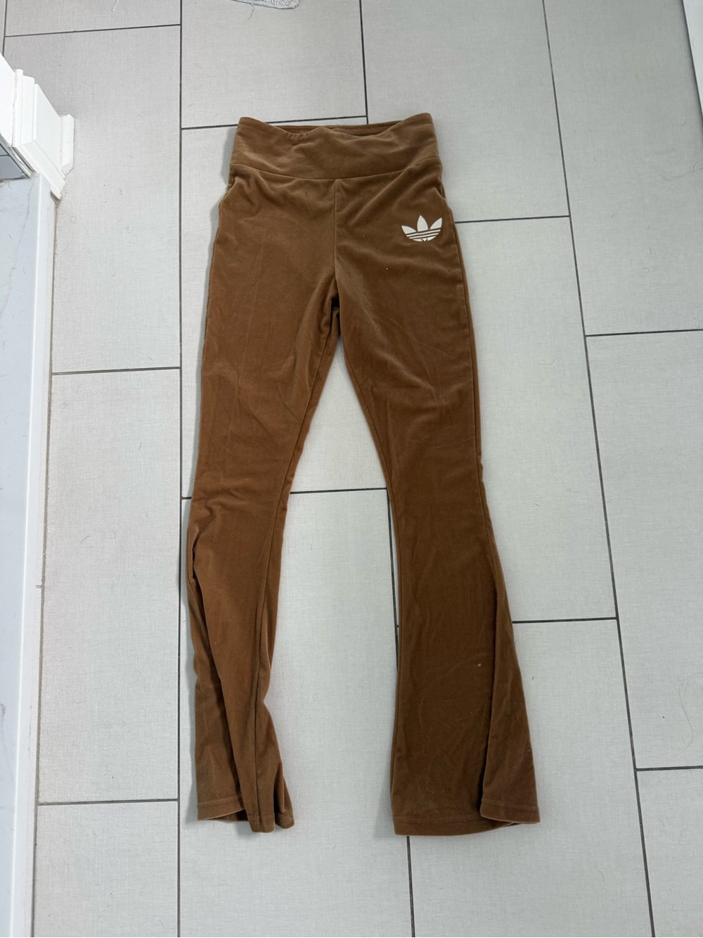 adidas Brown Velour Flared women’s  Leggings